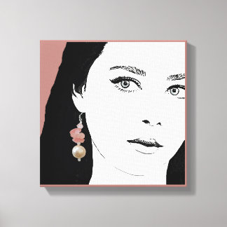 Pretty girl face fashion illustration stylish glam canvas print