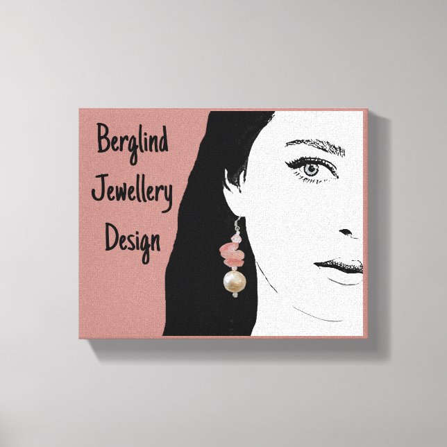 Pretty girl face stylish fashion illustration  canvas print (Front)