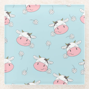 Pretty Girl Flowers: Hand-Drawn Vintage Glass Coaster