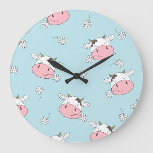 Pretty Girl Flowers: Hand-Drawn Vintage Large Clock