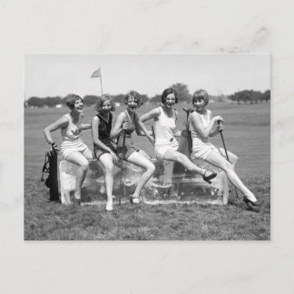 Pretty Girl Golfers, 1920s Postcard