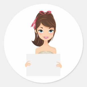 Pretty Girl holding sign Classic Round Sticker