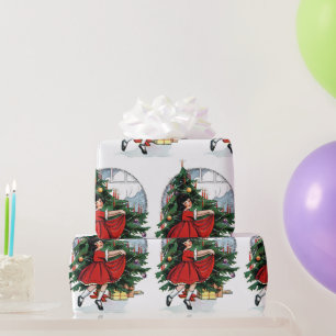 Pretty Girl in Christmas Wrapping Paper