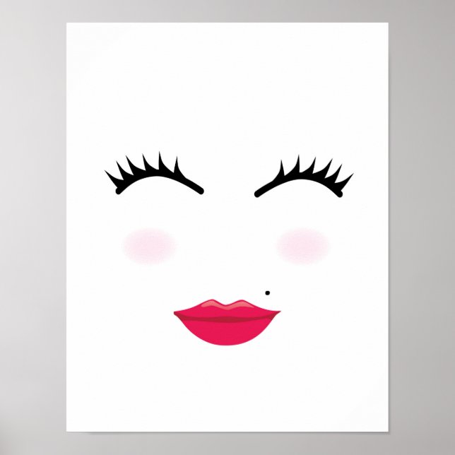 Pretty girl lashes and lips poster print (Front)