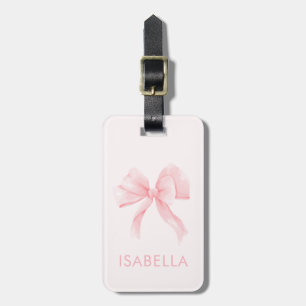 Pretty Girl Name Coquette Pink Bow Luggage Tag