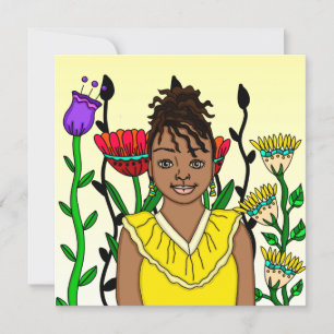Pretty Girl of Colour with Floral Background