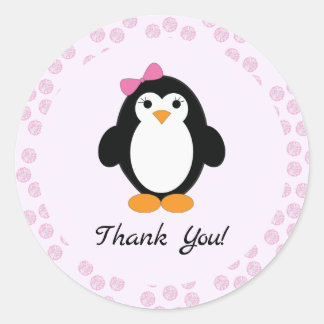 Pretty Girl Penguin Classic Round Sticker