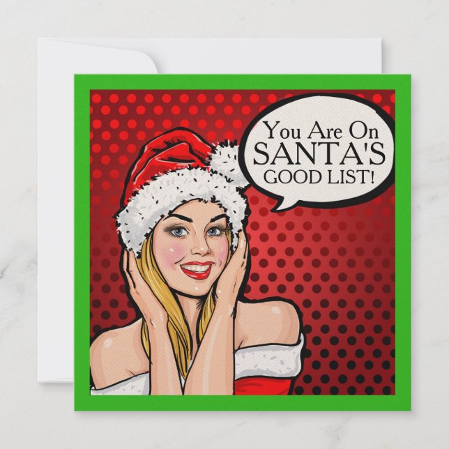 Pretty Girl Retro Pop Art Christmas Invitation (Front)