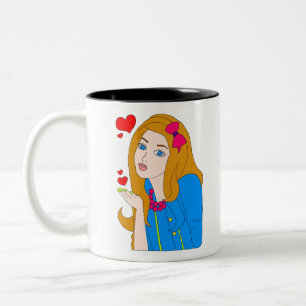 Pretty girl Two-Tone coffee mug