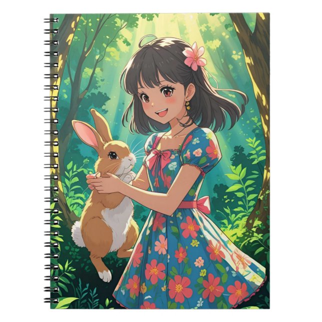 Pretty Girl with her Bunny Notebook (Front)