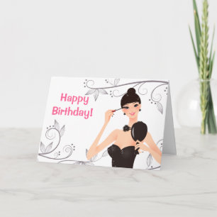 Pretty girls shopping in the city Birthday Card