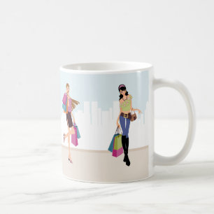 Pretty girls shopping in the city coffee mug