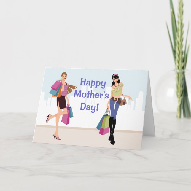 Pretty girls shopping Mother's Day Card (Front)