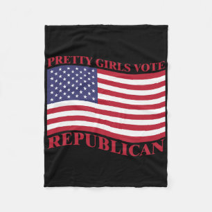Pretty Girls Vote Republican Usa Flag Freedom Repu Fleece Blanket