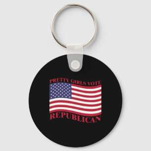 Pretty Girls Vote Republican Usa Flag Freedom Repu Key Ring