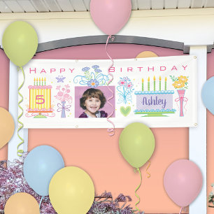 Pretty Girly 5th Birthday Banner