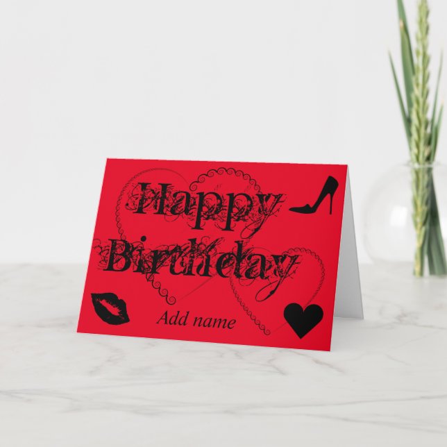Pretty girly birthday card personalised (Front)