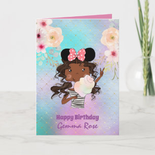 Pretty Girly Black Girl Birthday - Lots of Themes Card
