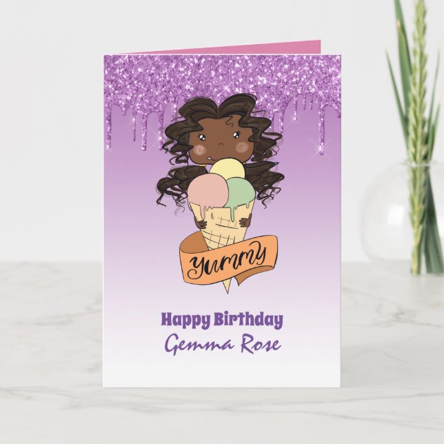 Pretty Girly Black Girl Birthday - Lots of Themes Card (Front)
