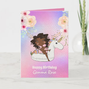 Pretty Girly Black Girl Birthday - Lots of Themes Card