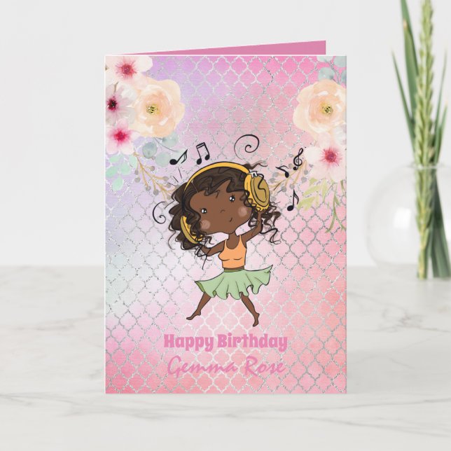 Pretty Girly Black Girl Birthday - Lots of Themes Card (Front)