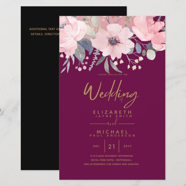 Pretty Girly Budget Rosegold Blush Pink Floral A9 (Front/Back)