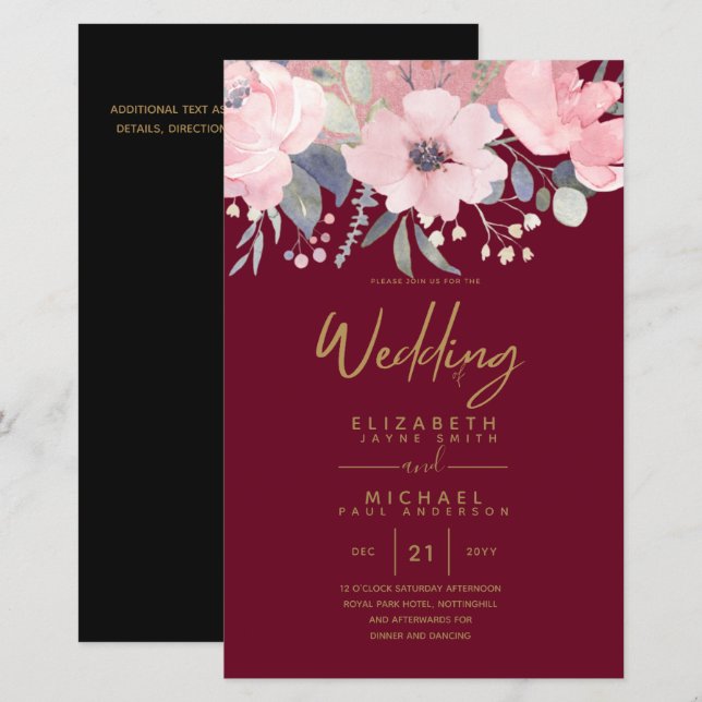 Pretty Girly Budget Rosegold Blush Pink Floral A9 (Front/Back)