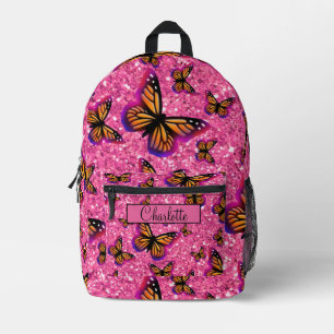 Pretty Girly Butterflies pink glitter sparkling  Printed Backpack