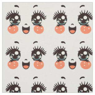pretty girly cartoon doll face art illustrations fabric
