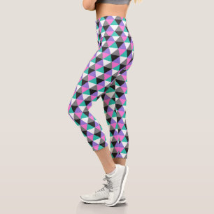 Pretty Girly Chic Modern Geometric Pattern Capri Leggings