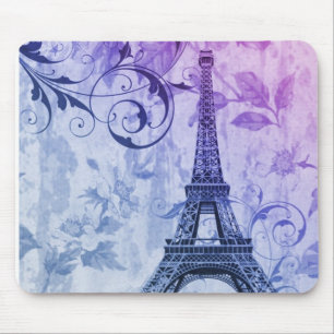pretty girly chic purple french paris eiffel tower mouse mat
