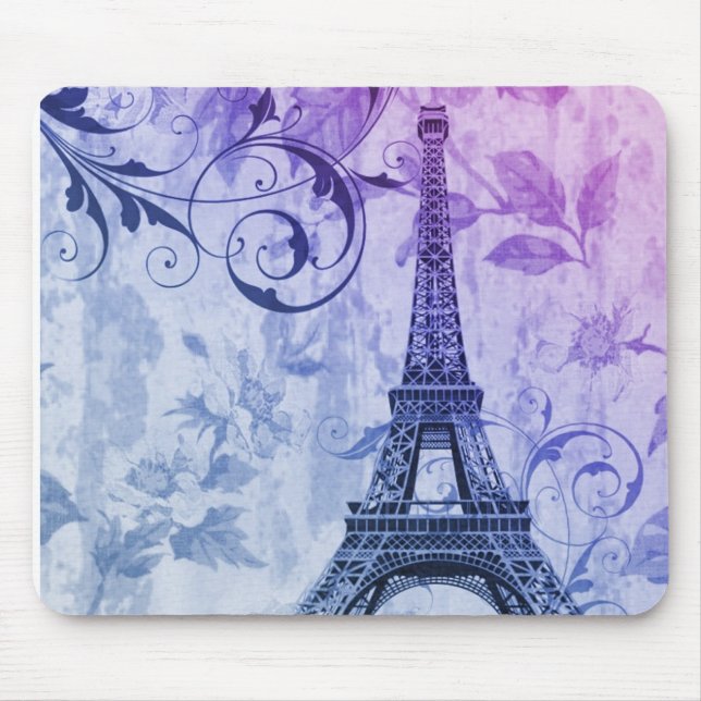 pretty girly chic purple french paris eiffel tower mouse mat (Front)