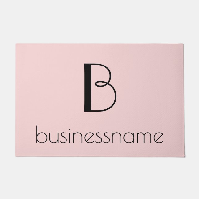 Pretty Girly Custom Monogram Intial Pink Business Doormat (Front)