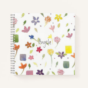 Pretty  Girly Cute Watercolor Flower Notebook