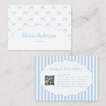 Pretty Girly Feminine Blue Bow Stripe Pattern