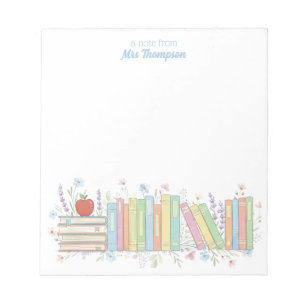 Pretty Girly Floral Pastel Personalized Teacher Notepad
