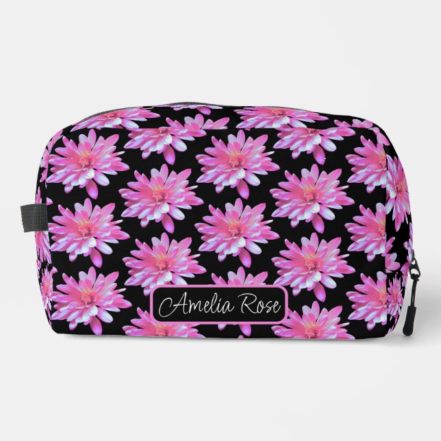 Pretty girly floral pattern cute daisy  dopp kit (Front)