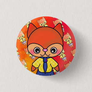 Pretty Girly Fluffy Fox in Cute Dress 3 Cm Round Badge