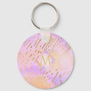 Pretty Girly Glitter Pink Gold Animal Print Glam Key Ring