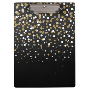 Pretty Girly Gold Glitter Dots Illustration Clipboard