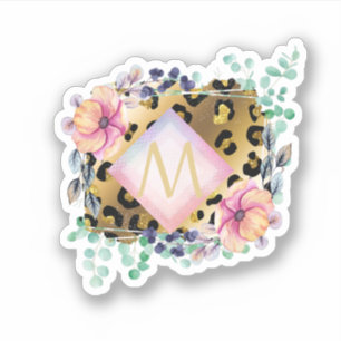 Pretty Girly Leopard Print Gold Pink Monogrammed