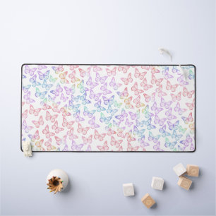 Pretty Girly Pastel Butterfly Pattern Iridescent Desk Mat