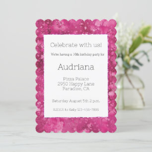 Pretty Girly Pink Abstract 16th Birthday Invitation