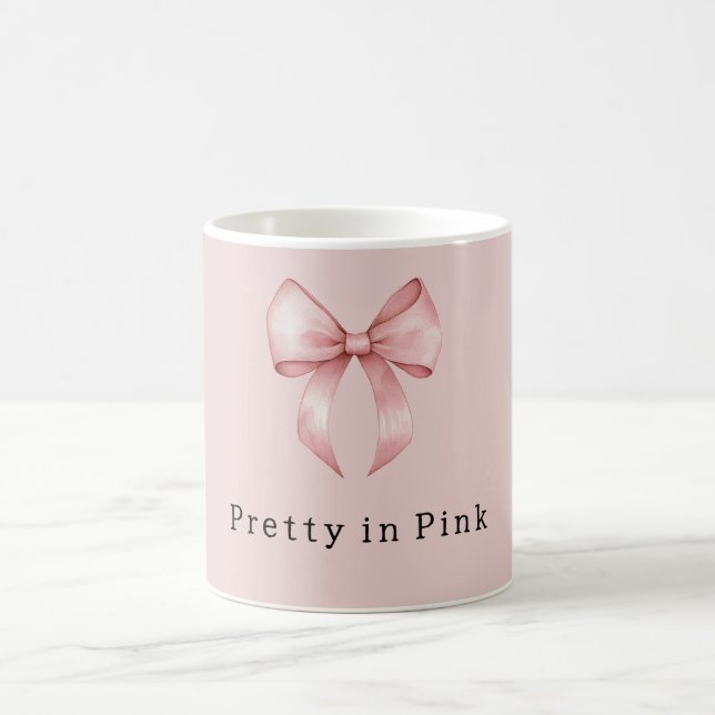 Pretty Girly Pink Bow Coffee Mug (Center)
