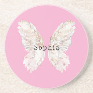 Pretty Girly Pink Butterfly Wings Coaster