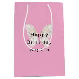 Pretty Girly Pink Butterfly Wings Medium Gift Bag