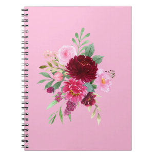 Pretty Girly Pink Floral Notebook