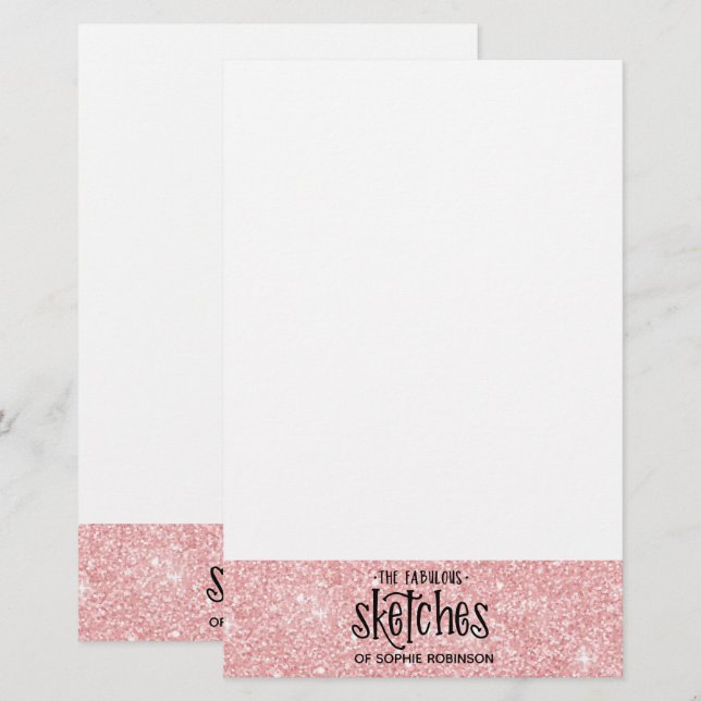 Pretty Girly Pink Glitter Artist Stationery (Front/Back)