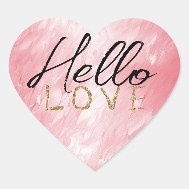 Pretty Girly Pink Gold Glitter Love Heart Sticker (Front)