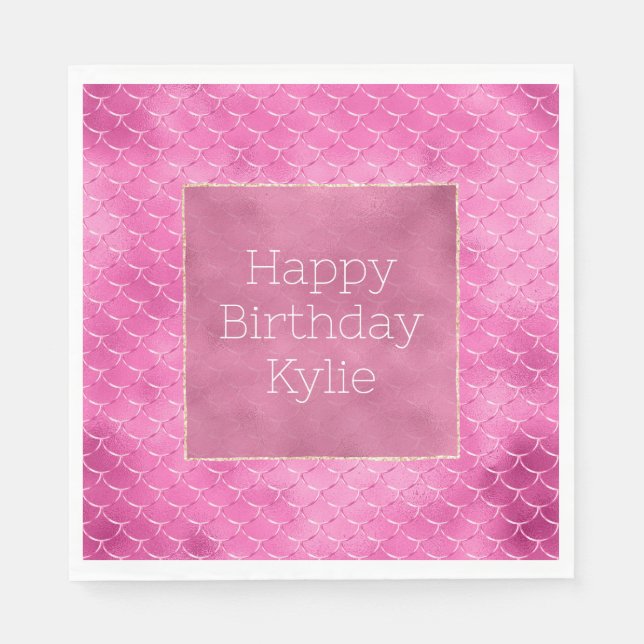 Pretty Girly Pink Mermaid  Napkin (Front)